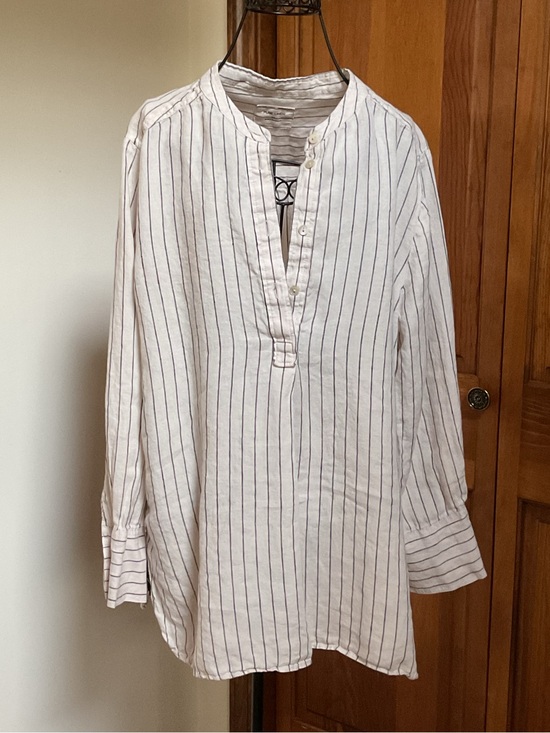 Marks and spencers Tops - Marks & Spencer Women’s 100% Linen Striped Beige Blouse Top Size 14